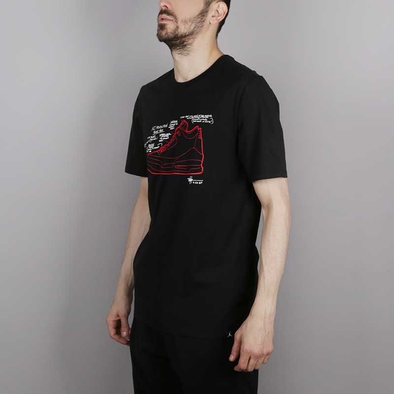 мужская черная футболка Jordan Retro 3 T-Shirt AO8937-010 - цена, описание, фото 3